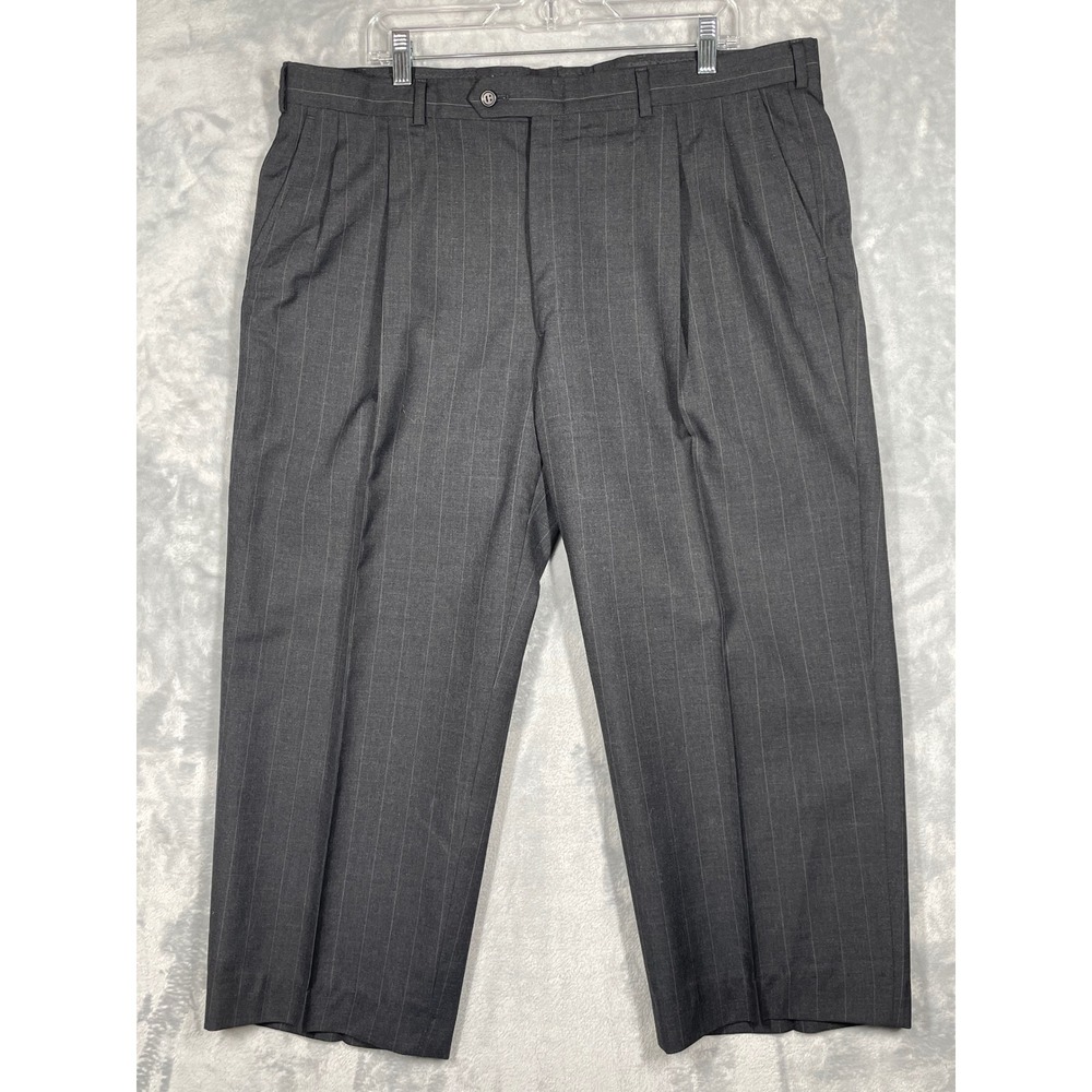Burberrys Vintage Mens Grey Pinstripe Pleated Dress Trousers Slacks 39x26.5